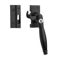 De Oude Deurklink Klassieke raamsluiting zwart met slot en ventilatiestand rechts - thumbnail