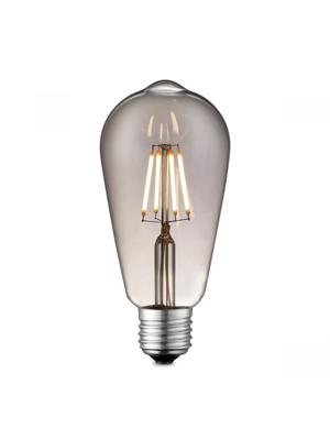 Edison Vintage LED lamp E27 LED filament lichtbron, Deco Drop ST64, 6.4/6.4/14cm, Rook, Retro LED lamp Dimbaar, 6W 160lm 1800K, warm wit licht, geschikt voor E27 fitting