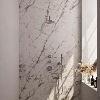 Brauer Brushed Carving Thermostatische Regendoucheset Inbouw - Hoofddouche 20 cm - Gebogen Wandarm - Handdouche Staaf - Doucheslang - Wandaansluitbocht - Rvs