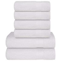VidaXL 6-delige handdoekenset frogn 360 g/m² wit - thumbnail