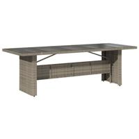 Tuintafel met glazen blad 240x90x75 cm poly rattan grijs - thumbnail