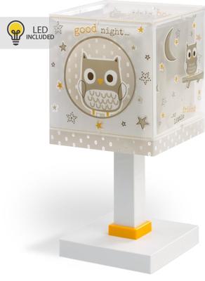 Dalber Kinderkamer tafellampGoodnight uil wit met grijs - 63391N