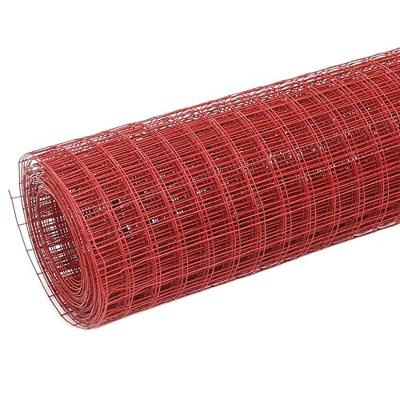 Kippengaas 10x0,5 m staal met PVC coating rood - thumbnail