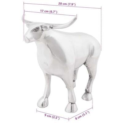VidaXL Stierensculptuur zilver 20 x 17 x 23 cm aluminium VidaXL Stierensculptuur zilver 20 x 17 x 23 cm aluminium