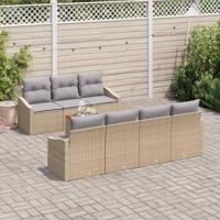 Tuinbankenset met kussen 8 pcs Beige poly rattan - thumbnail