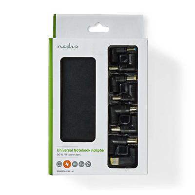 Nedis NBAU9001FBK Notebook-adapter 90 W Usb (20v) / 4.5 X 3.0 Mm (19.5v) / 5.5 X 1.7 Mm (19v) / 5.5 X 2.5 Mm (19v) / 6.5 X 4.4 Mm (19.5v) / 7.4 X 5.0 Mm (18.5v) / 7.4 X 5.0 Mm (19.5v) / 7.9 X 5.5 Mm (20v) 18.5 Vdc / 19 Vdc / 19.5 Vdc / 20 Vdc 6 A Type-f (