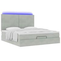 Ottoman bed met matrassen en LED's 180x200cm fluweel lichtgrijs - thumbnail