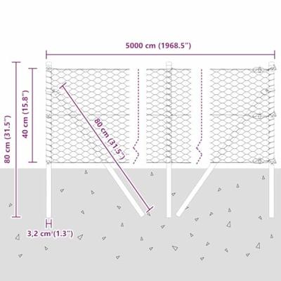 VidaXL Afrasteringspaal groen 50 x 0,4 m (36 mm gaas) staal en pvc