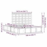 Bedframe Wasbruin 210 x 168 x 30 cm Massief grenenhout - thumbnail