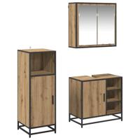 Badkamermeubelset 3 pcs artisanaal eikenkleurig 65 x 33 x 60 cm - thumbnail