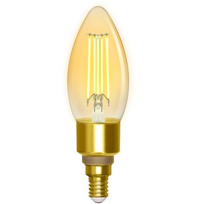 LED Lamp - Filament - Smart LED - Aigi Delano - Bulb C35 - 4.5W - E14 Fitting - Slimme LED - Wifi LED + Bluetooth - Aanpasbare Kleur - Amber - Glas