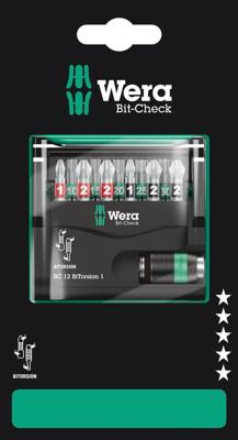 Wera Bit-Check 12 BiTorsion 1 SB 05136385001 Bitset 1/4 (6,3 mm) Incl. bithouder