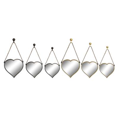 Set spiegels DKD Home Decor Scandi Kristal Zwart Gouden Polypropyleen (26 x 3 x 26 cm) (2 Stuks)