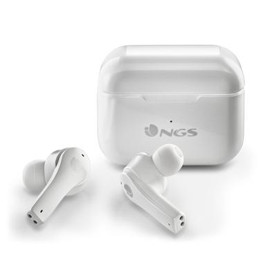 NGS ARTICA BLOOM WHITE– Draadloze hoofdtelefoon compatibel met Bluetooth en TWS, microfoon, tot 24u, aanraakbediening, USB type C, laadstation, zwart