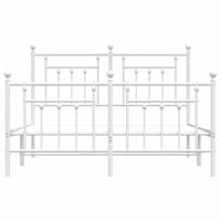 Bedframe met hoofd- en voeteneinde metaal wit 140x190 cm - thumbnail