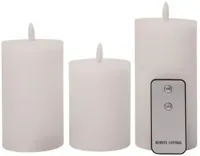 3St Wit Kaars Wax Rustiek 3D Lont 7,5X10/12,5/15Cm Afstandsbediening 3X3Aaa Anna's Collection - Annas collection - thumbnail