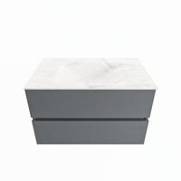 MONDIAZ VICA-DLUX 80cm badmeubel onderkast Plata 2 lades. Inbouw wastafel CLOUD midden zonder kraangat, kleur Ostra. - thumbnail