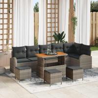 Tuinbankenset met kussen 10 pcs Grijs poly rattan - thumbnail