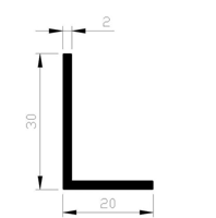 Hoek 30x20x2mm 6000mm - thumbnail