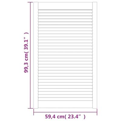 Kastdeur met lamellen 99,3x59,4 cm massief grenenhout wit - thumbnail