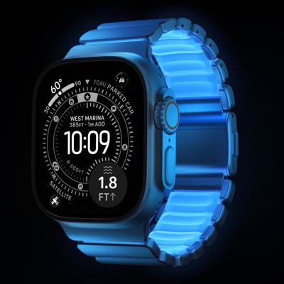 Nomad Stratos band natural hardware (45-49mm) - Icy blue glow