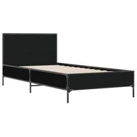 Bedframe bewerkt hout en metaal zwart 100x200 cm - thumbnail