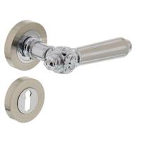 Deurkruk 1716 Julietta op rond rozet 7mm nokken met sleutelgat plaatjes chroom/nikkel mat - thumbnail