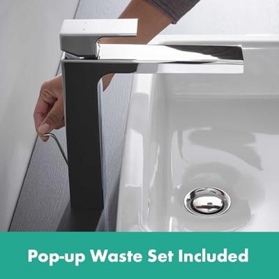 Wastafelmengkraan HansGrohe Vernis Shape Eengreeps 230 Zinc Met Trekwaste Chroom