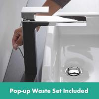 Hansgrohe Wastafelmengkraan Vernis Shape Eengreeps 230 Zinc Met Trekwaste Chroom - thumbnail