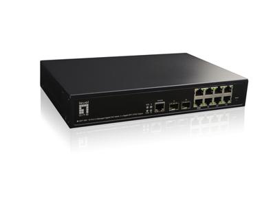LevelOne GEP-1061 Netwerkswitch 10-poorts L2-Managed-Gigabit PoE-switch, 2 x Gigabit SFP, 8 PoE-uitgangen, 180W PoE-budget