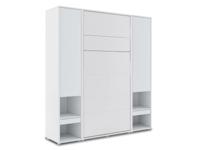 Opklapbed CONCEPTION PRO 90x200 cm mat wit (verticaal) met kasten met matras - thumbnail