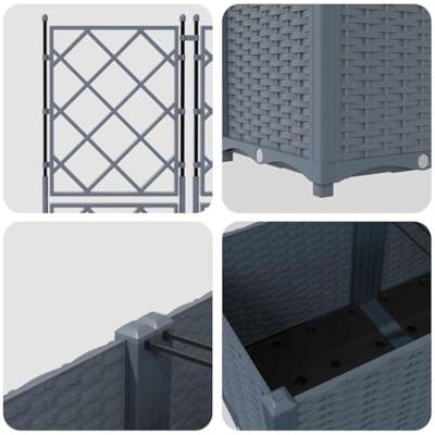 Tuin Bloempot 3 pcs Licht Grijs 120 x 40 x 143 cm Staal