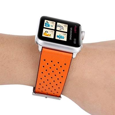 Dot Pattern Leren bandje - Oranje - Geschikt voor Apple Watch 44mm / 45mm / 46mm / 49mm