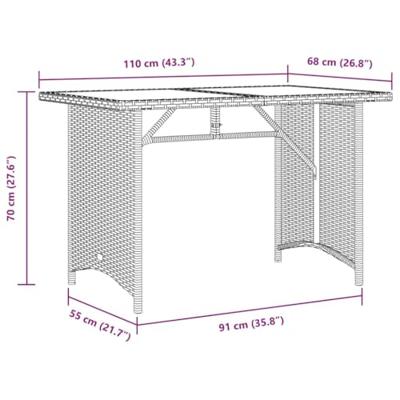 Tuintafel met houten blad 110x68x70 cm poly rattan beige - thumbnail