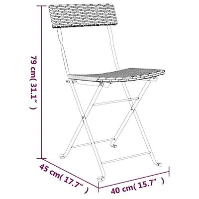 Bistrostoelen 2 st inklapbaar poly rattan en staal bruin - thumbnail