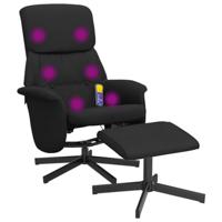 Massagestoel verstelbaar met voetenbank stof zwart - thumbnail