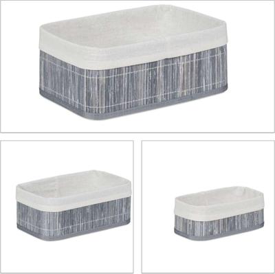 Basic Bamboe opbergmanden 3 stuks grijs/wit