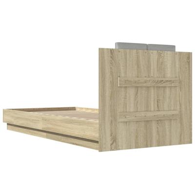Bedframe met hoofdbord en LED sonoma eikenkleurig 90x200 cm - thumbnail