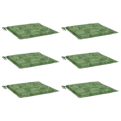 Stoelkussens 6 st bladpatroon 50x50x3 cm stof