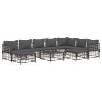 10-delige Loungeset met kussens poly rattan antracietkleurig - thumbnail