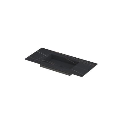 INK Post Wastafel Keramische Slab Envelop Bak Midden met 1 Kraangat - 1000x450x10 mm - Lauren Black Mat