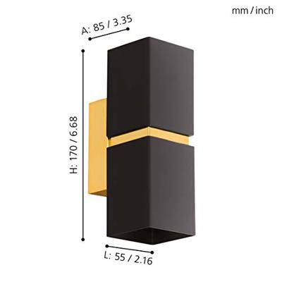 Eglo Led wandlampPassa Up - Down 2x3,3w - goud met zwart - 95373