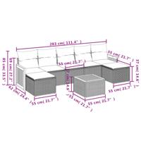 7-delige Loungeset met kussens poly rattan grijs - thumbnail