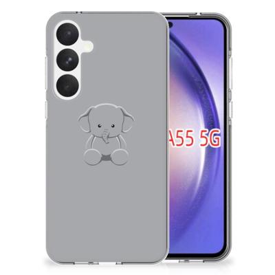 Samsung Galaxy A55 Telefoonhoesje met Naam Grijs Baby Olifant Samsung Galaxy A55 Telefoonhoesje met Naam Grijs Baby Olifant