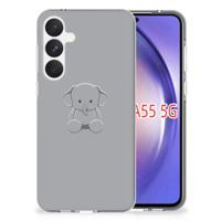 Samsung Galaxy A55 Telefoonhoesje met Naam Grijs Baby Olifant - thumbnail