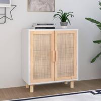 Dressoir 60x30x70 cm massief grenenhout en rattan wit - thumbnail