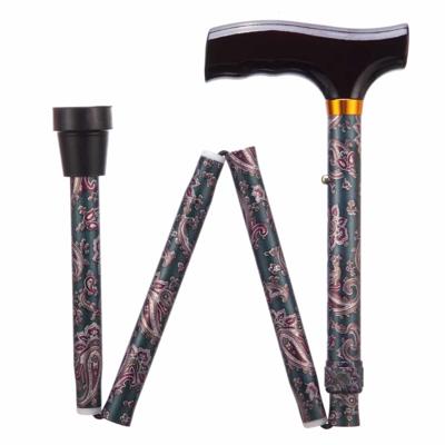 Dynalife opvouwbare aluminium wandelstok paisley 74-84 cm Dynalife opvouwbare aluminium wandelstok paisley 74-84 cm