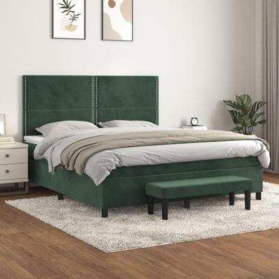 Boxspring met matras fluweel donkergroen 180x200 cm