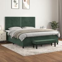 Boxspring met matras fluweel donkergroen 180x200 cm - thumbnail