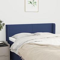 Hoofdbord met randen 147x16x78/88 cm stof blauw - thumbnail